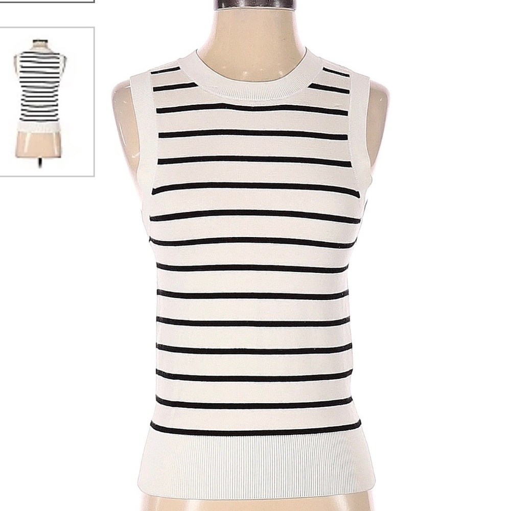 Stripe black and white sleeveless top